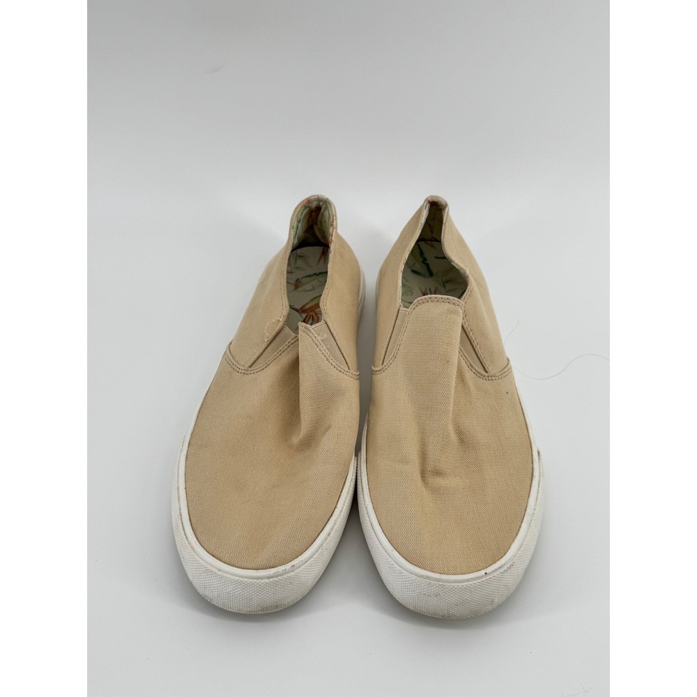 Vionic Groove Womens 9 Tan Canvas Slip On Sneakers Tropical Floral
